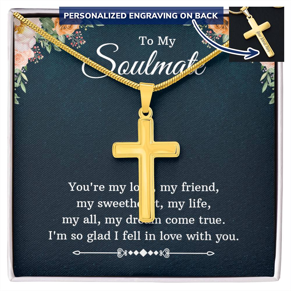 Personalized Cross Necklace - Snake Chain