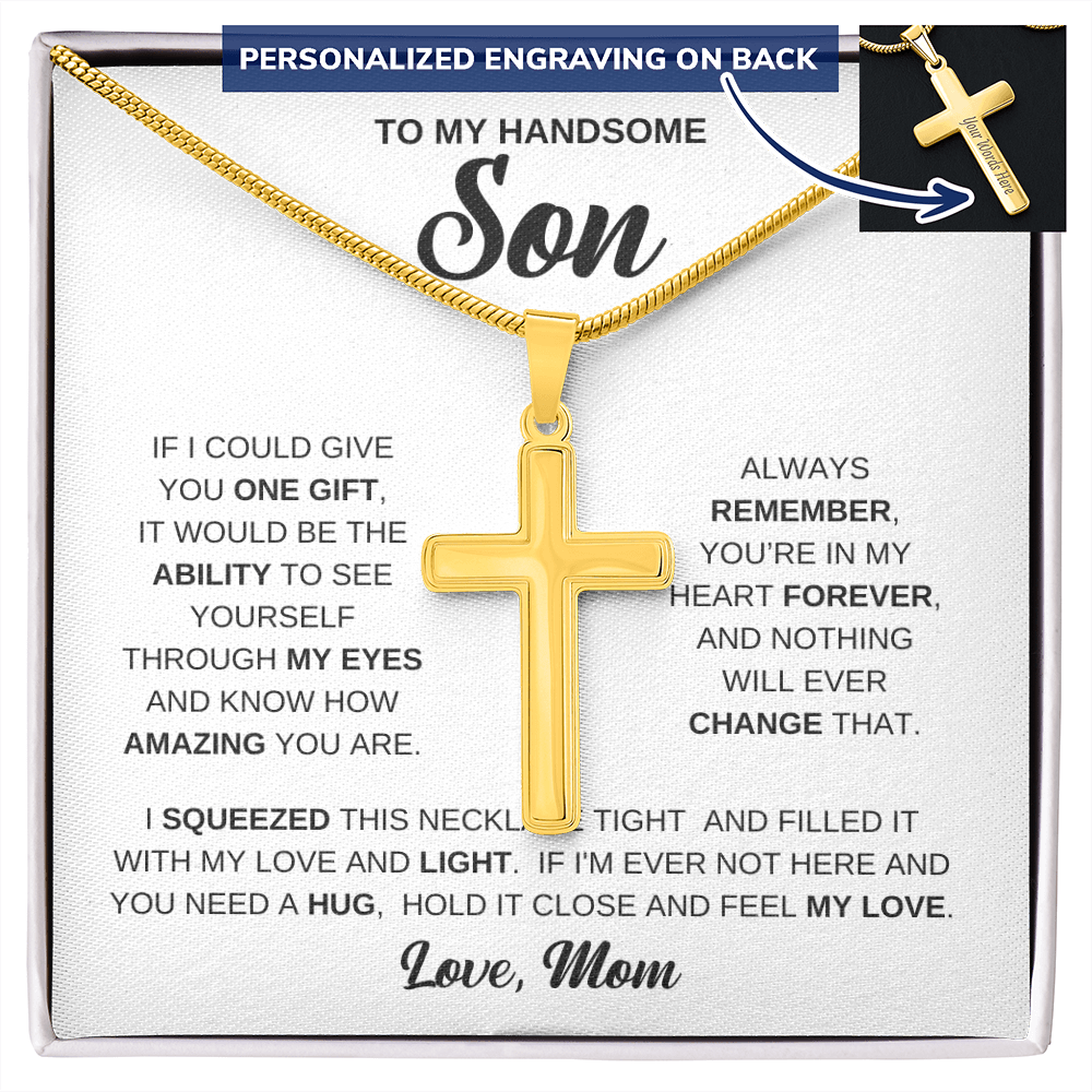 Personalized Cross Necklace - Snake Chain