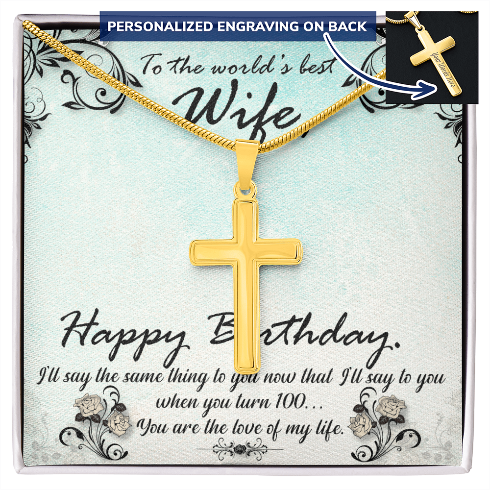 Personalized Cross Necklace - Snake Chain