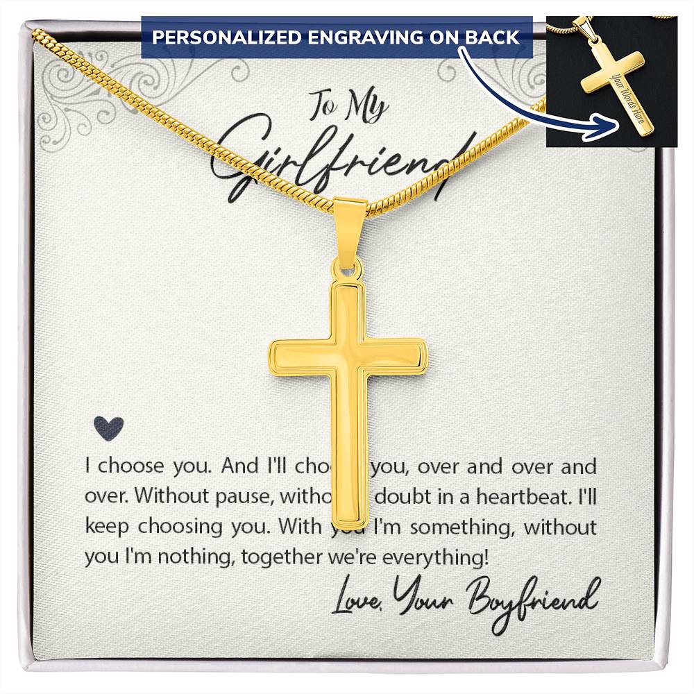 Personalized Cross Necklace - Snake Chain