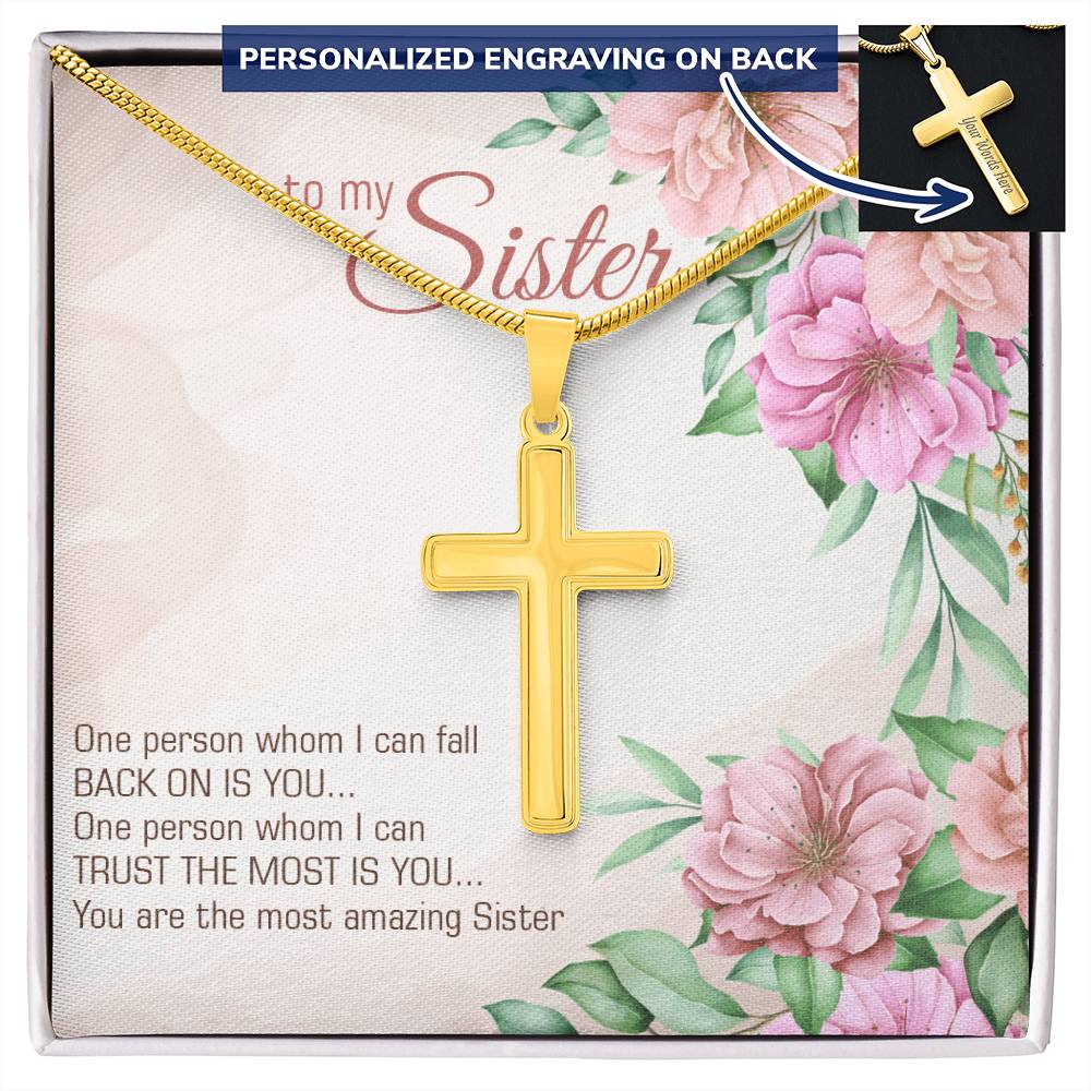 Personalized Cross Necklace - Snake Chain