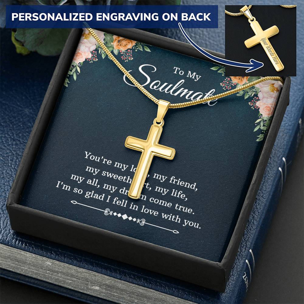 Personalized Cross Necklace - Snake Chain