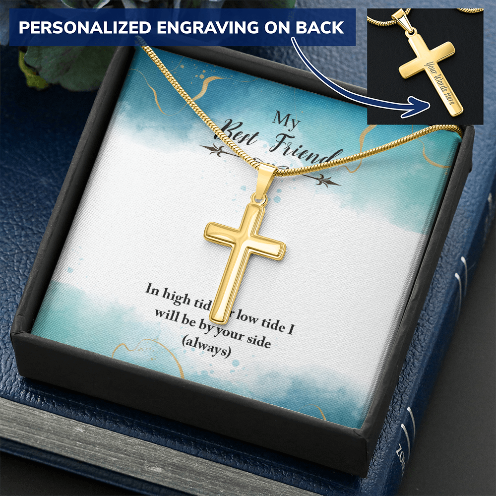 Personalized Cross Necklace - Snake Chain