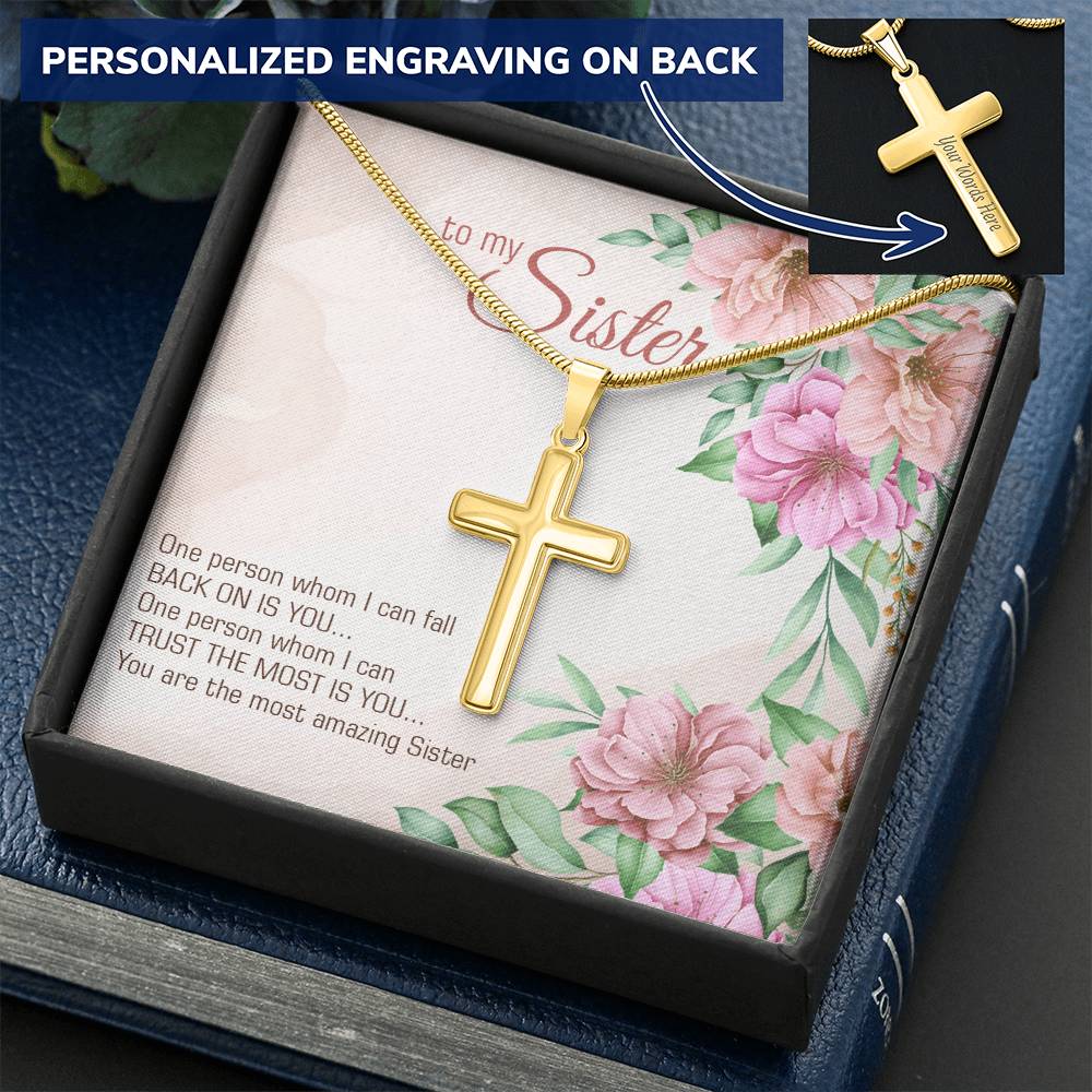 Personalized Cross Necklace - Snake Chain
