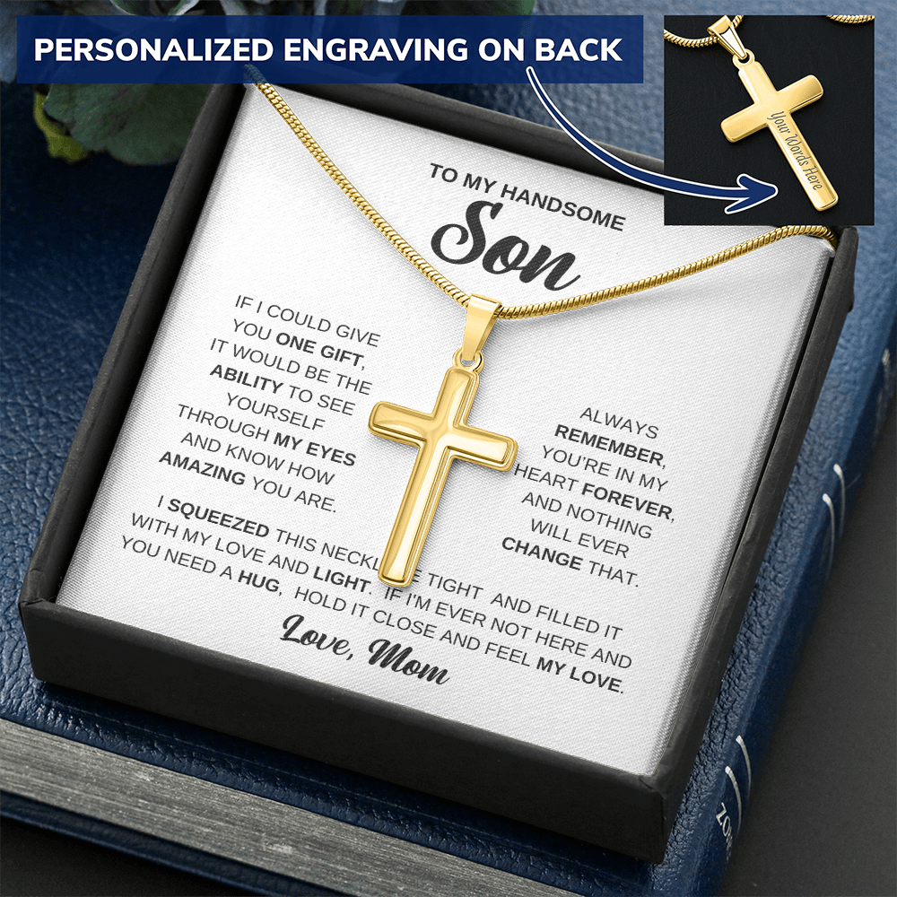 Personalized Cross Necklace - Snake Chain