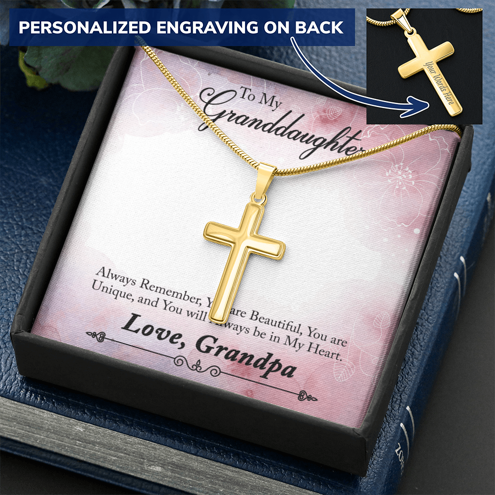 Personalized Cross Necklace - Snake Chain