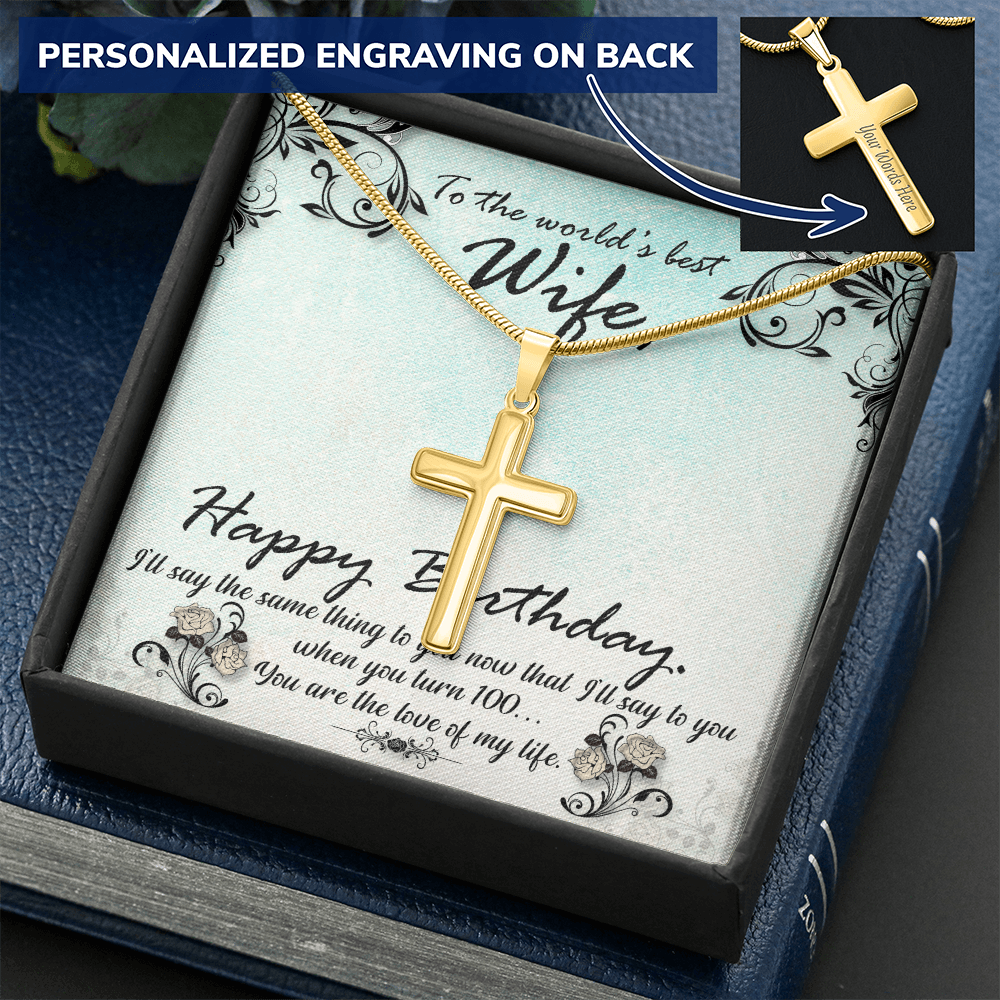 Personalized Cross Necklace - Snake Chain