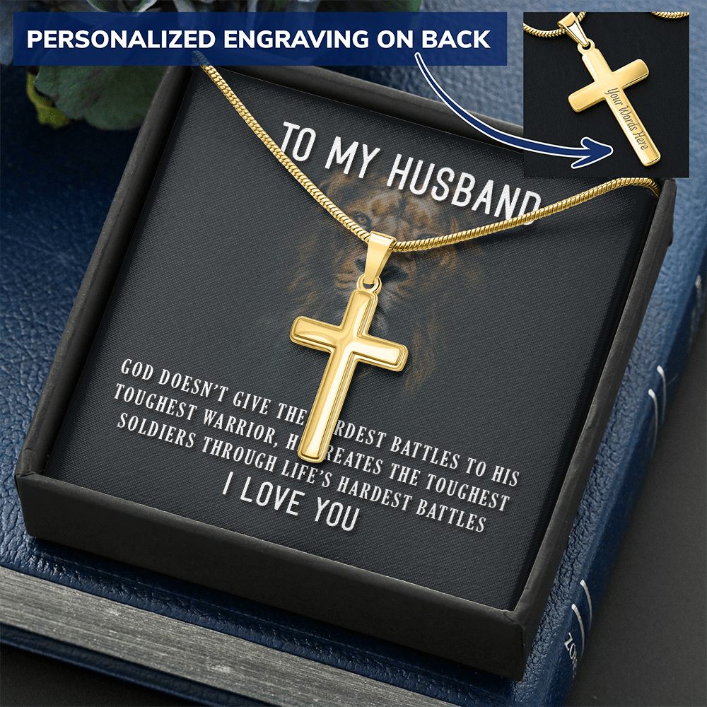 Personalized Cross Necklace - Snake Chain