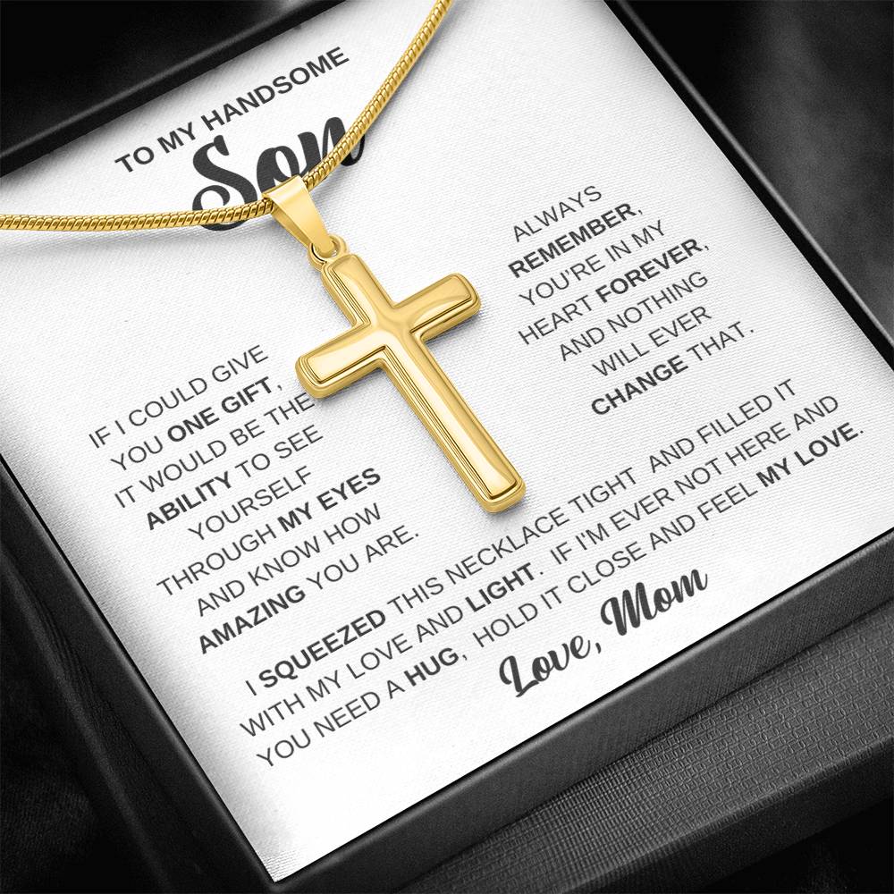 Personalized Cross Necklace - Snake Chain