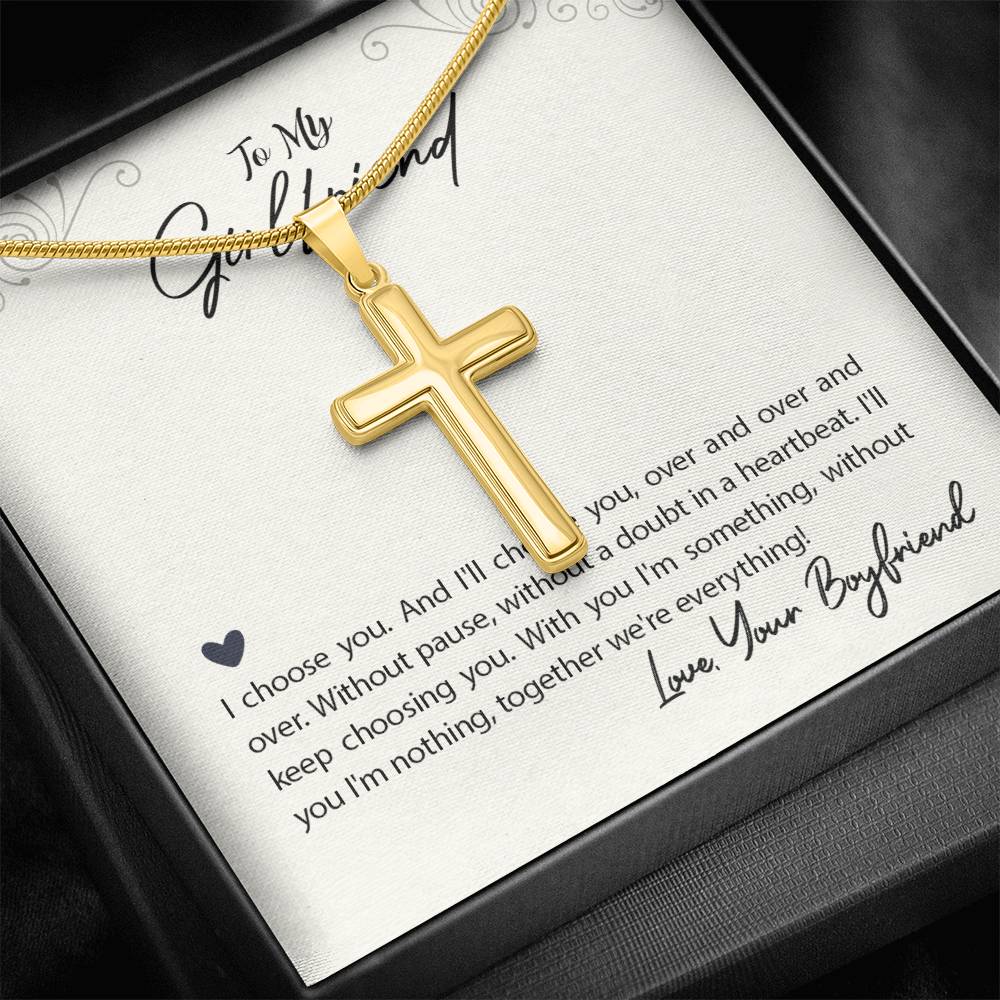 Personalized Cross Necklace - Snake Chain