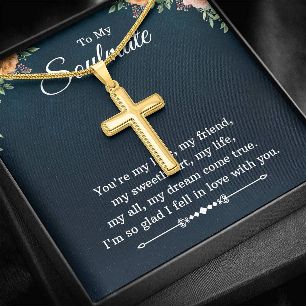 Personalized Cross Necklace - Snake Chain