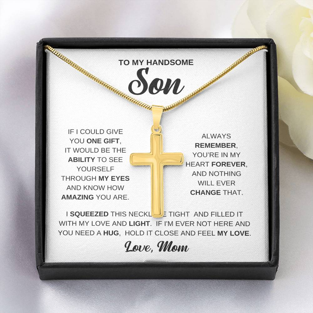 Personalized Cross Necklace - Snake Chain