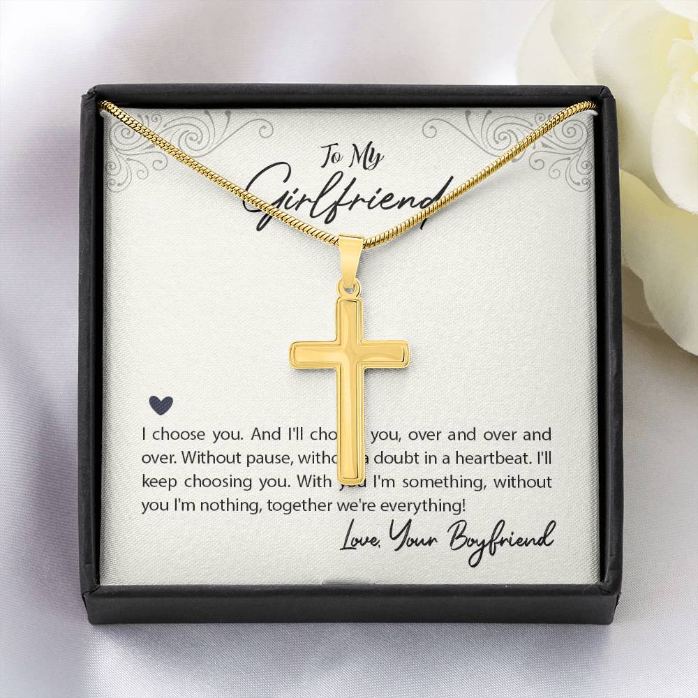 Personalized Cross Necklace - Snake Chain
