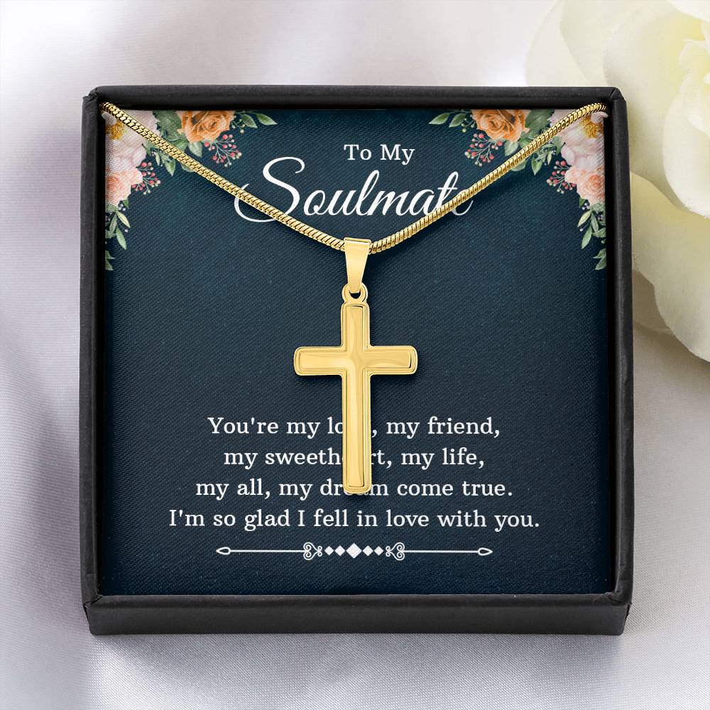 Personalized Cross Necklace - Snake Chain