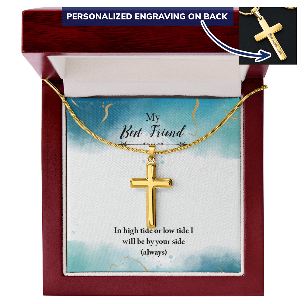 Personalized Cross Necklace - Snake Chain