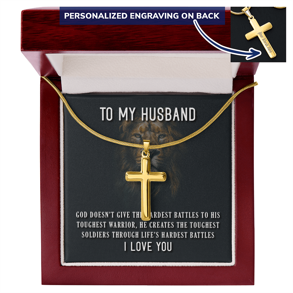 Personalized Cross Necklace - Snake Chain
