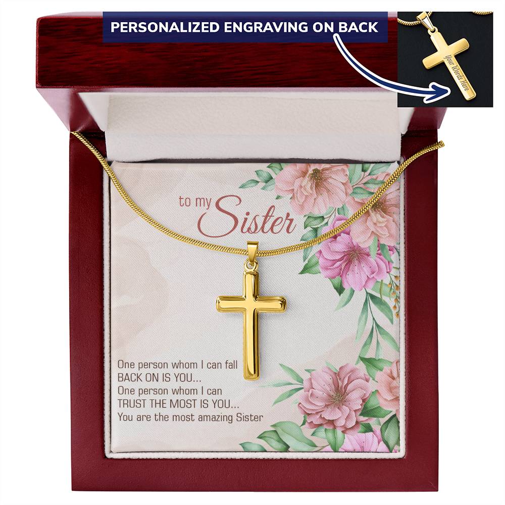 Personalized Cross Necklace - Snake Chain