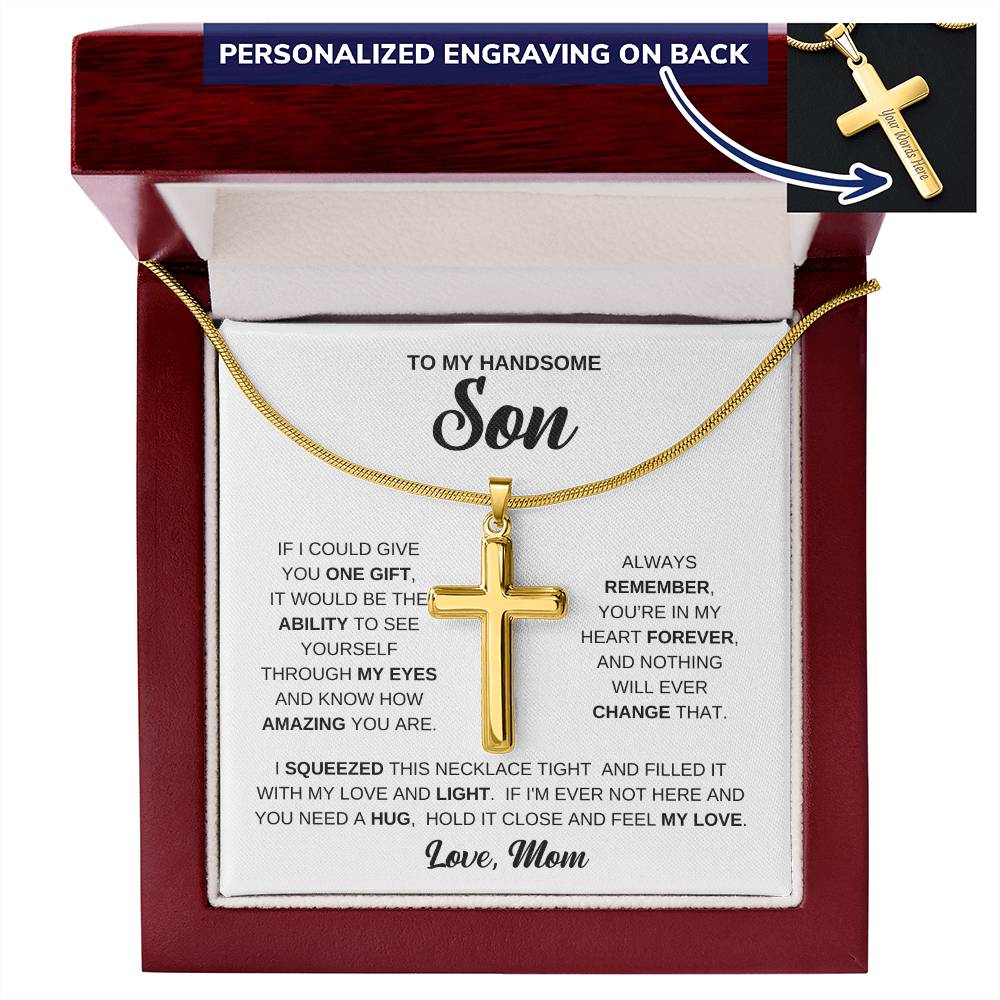 Personalized Cross Necklace - Snake Chain