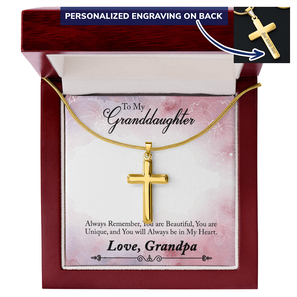 Personalized Cross Necklace - Snake Chain