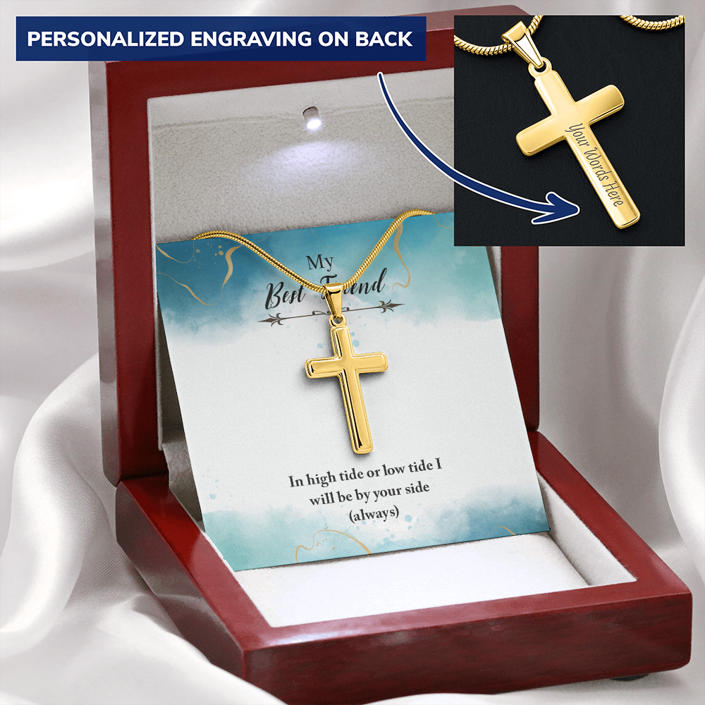 Personalized Cross Necklace - Snake Chain