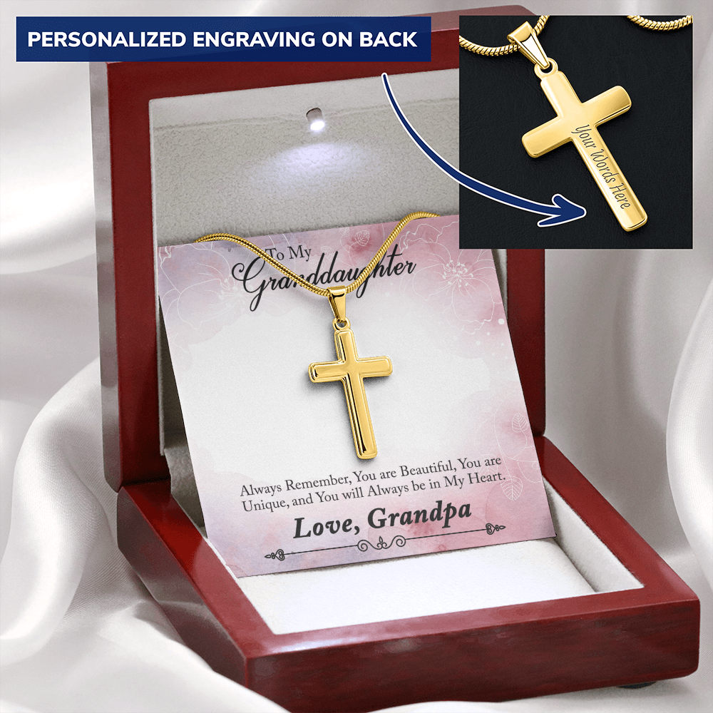 Personalized Cross Necklace - Snake Chain