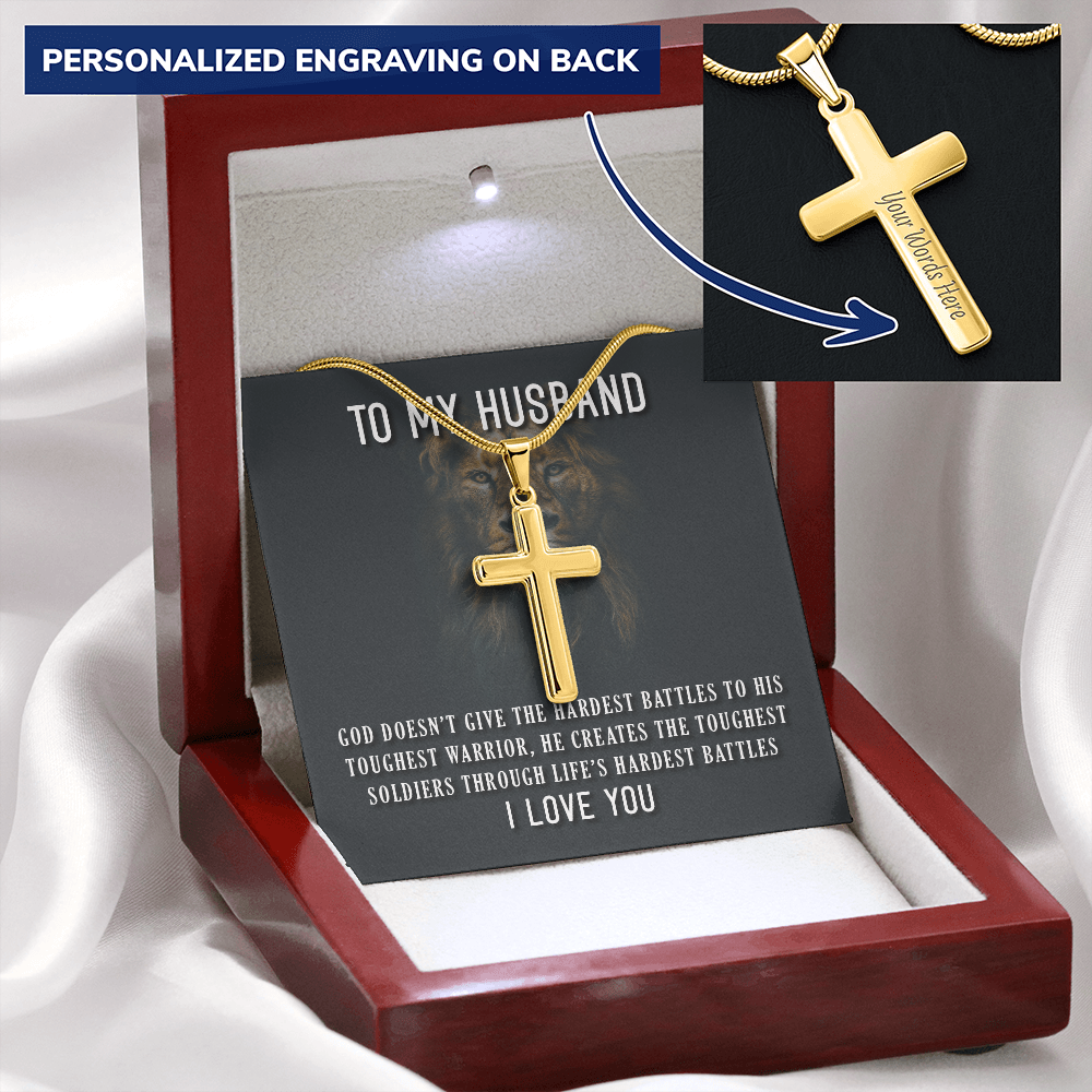 Personalized Cross Necklace - Snake Chain
