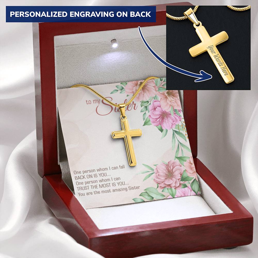 Personalized Cross Necklace - Snake Chain