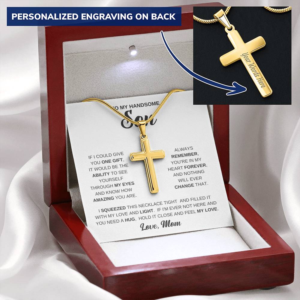 Personalized Cross Necklace - Snake Chain