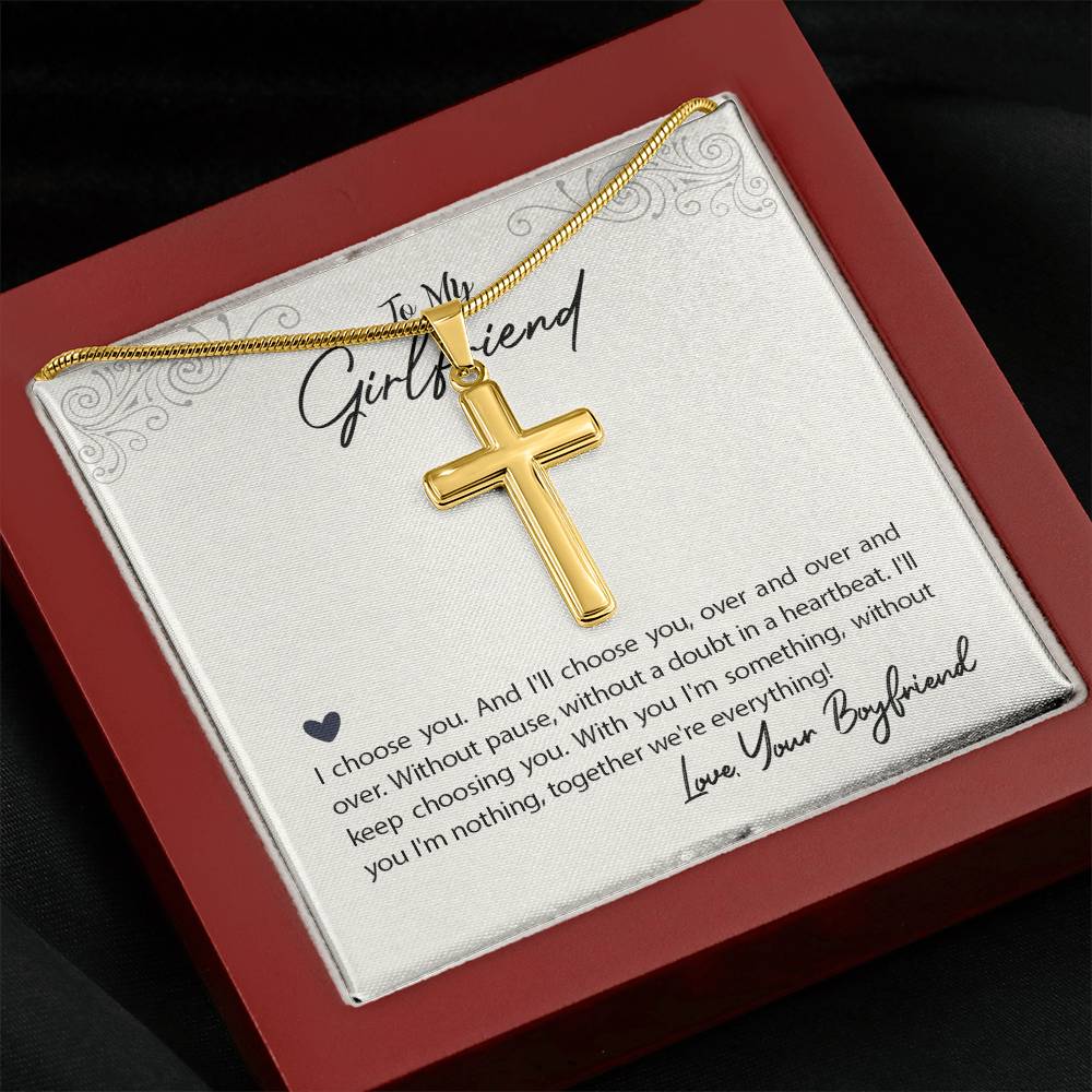 Personalized Cross Necklace - Snake Chain