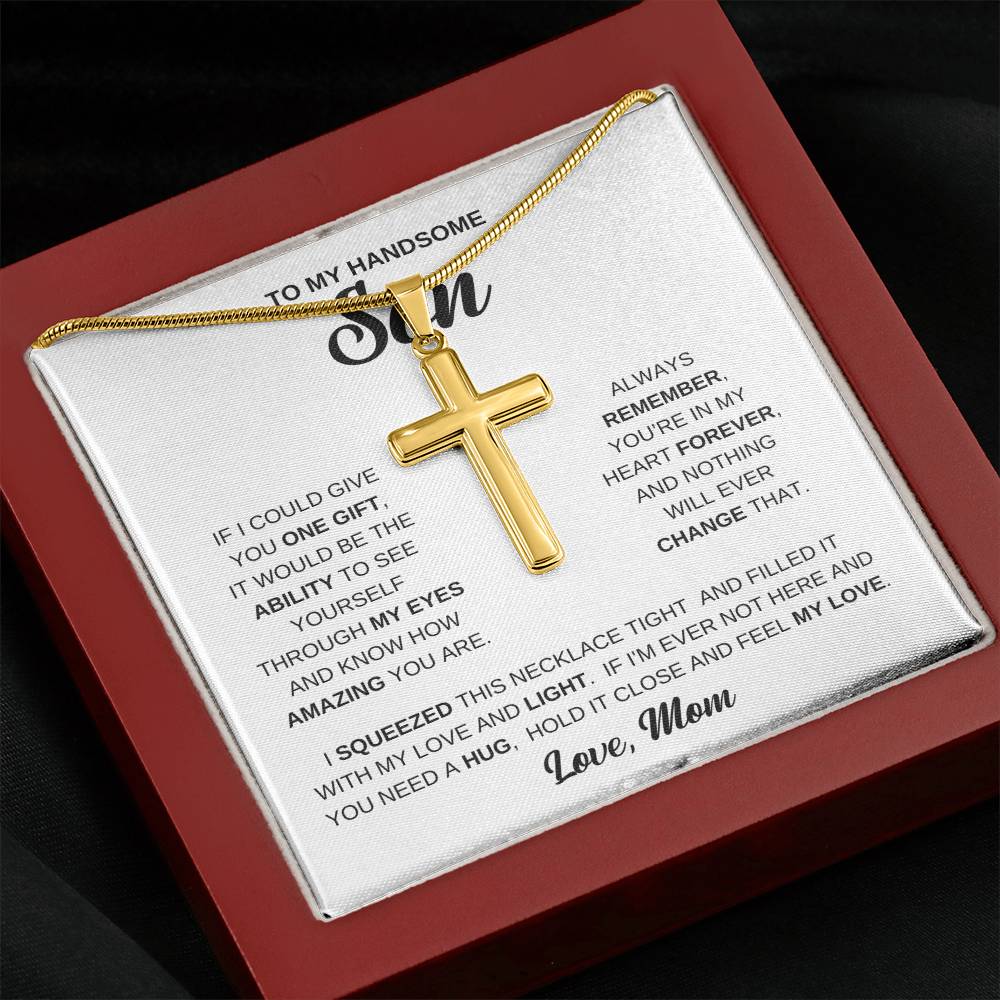Personalized Cross Necklace - Snake Chain