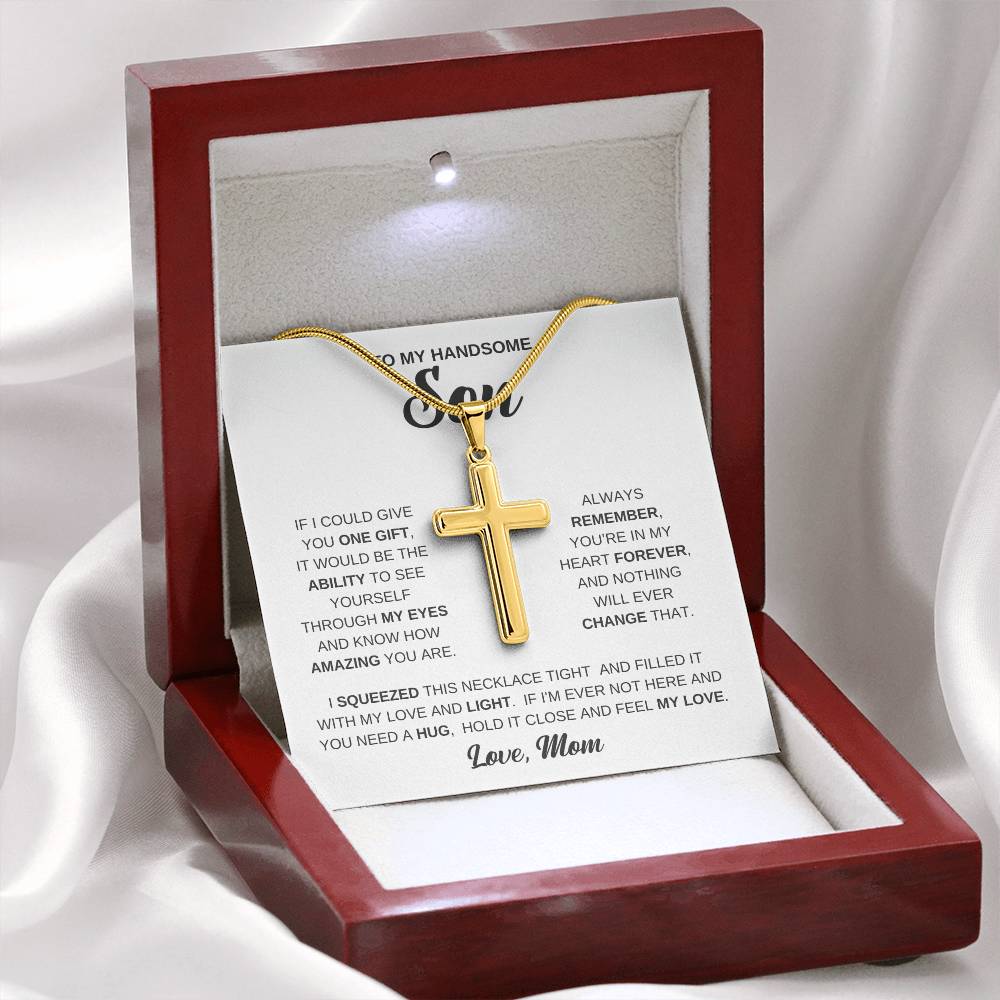 Personalized Cross Necklace - Snake Chain