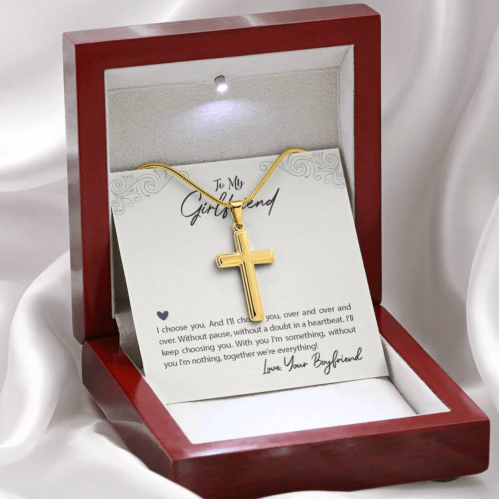 Personalized Cross Necklace - Snake Chain