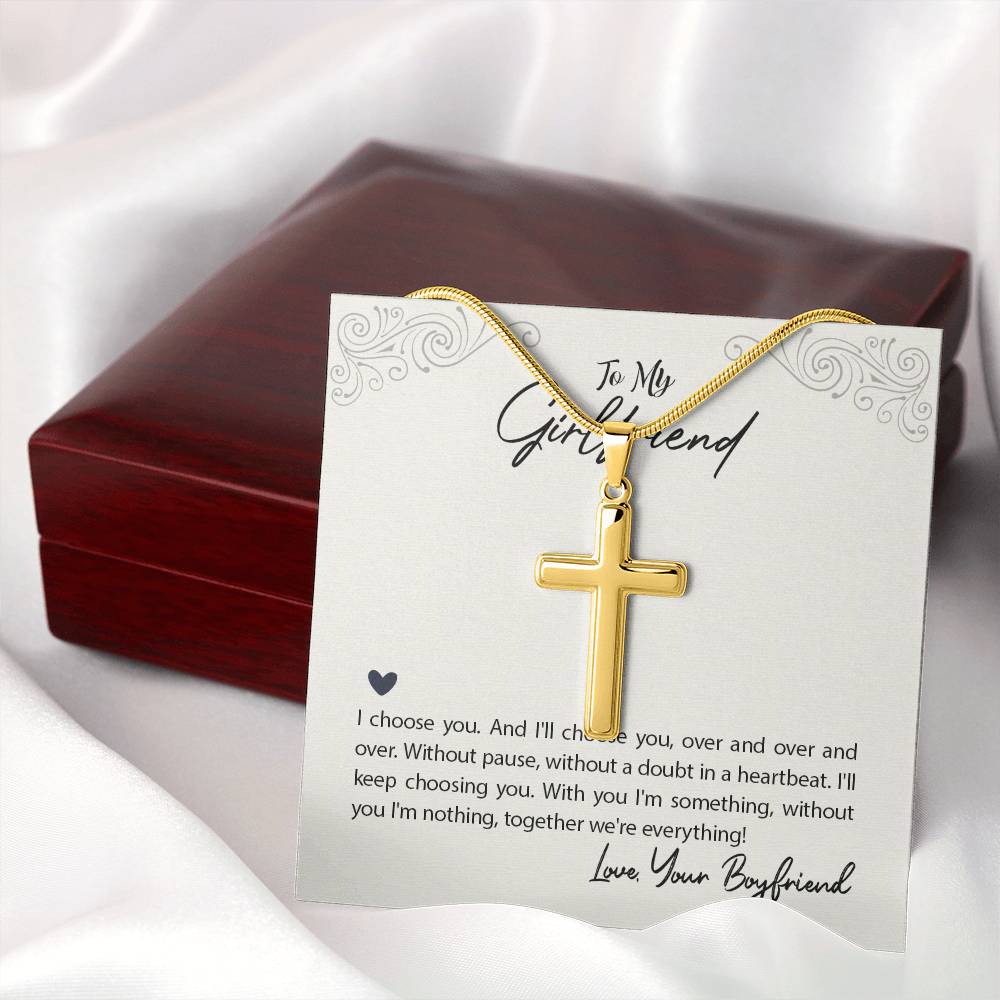 Personalized Cross Necklace - Snake Chain
