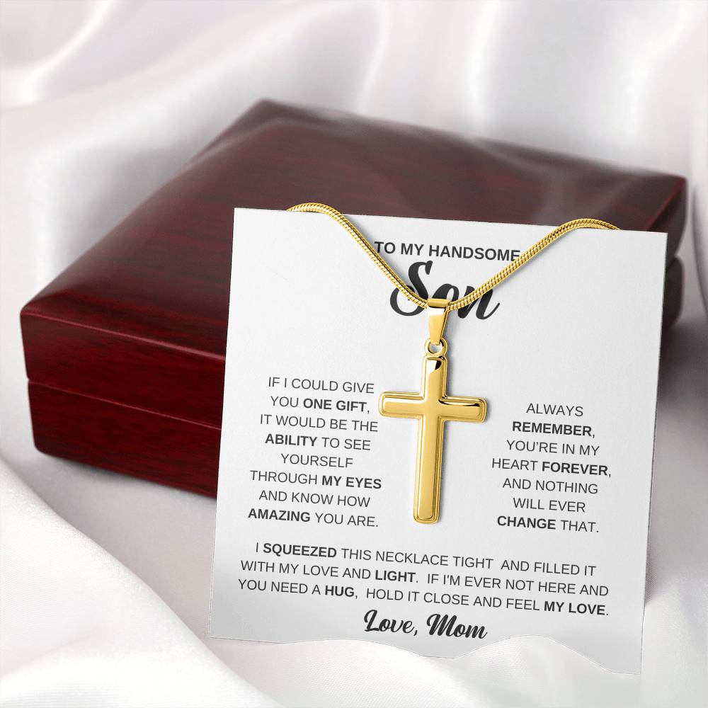 Personalized Cross Necklace - Snake Chain