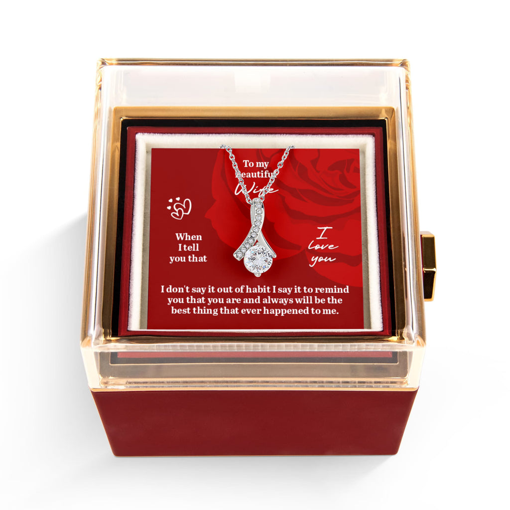 To My Beautiful Wife Alluring Beauty - Rotating Rose Gift Box