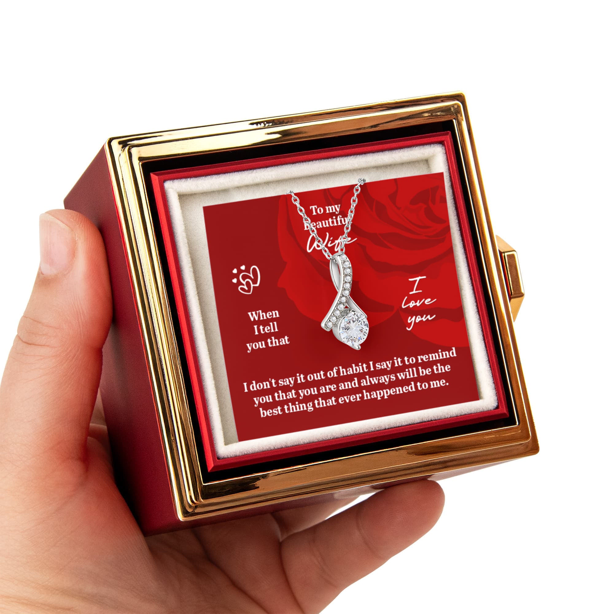 To My Beautiful Wife Alluring Beauty - Rotating Rose Gift Box