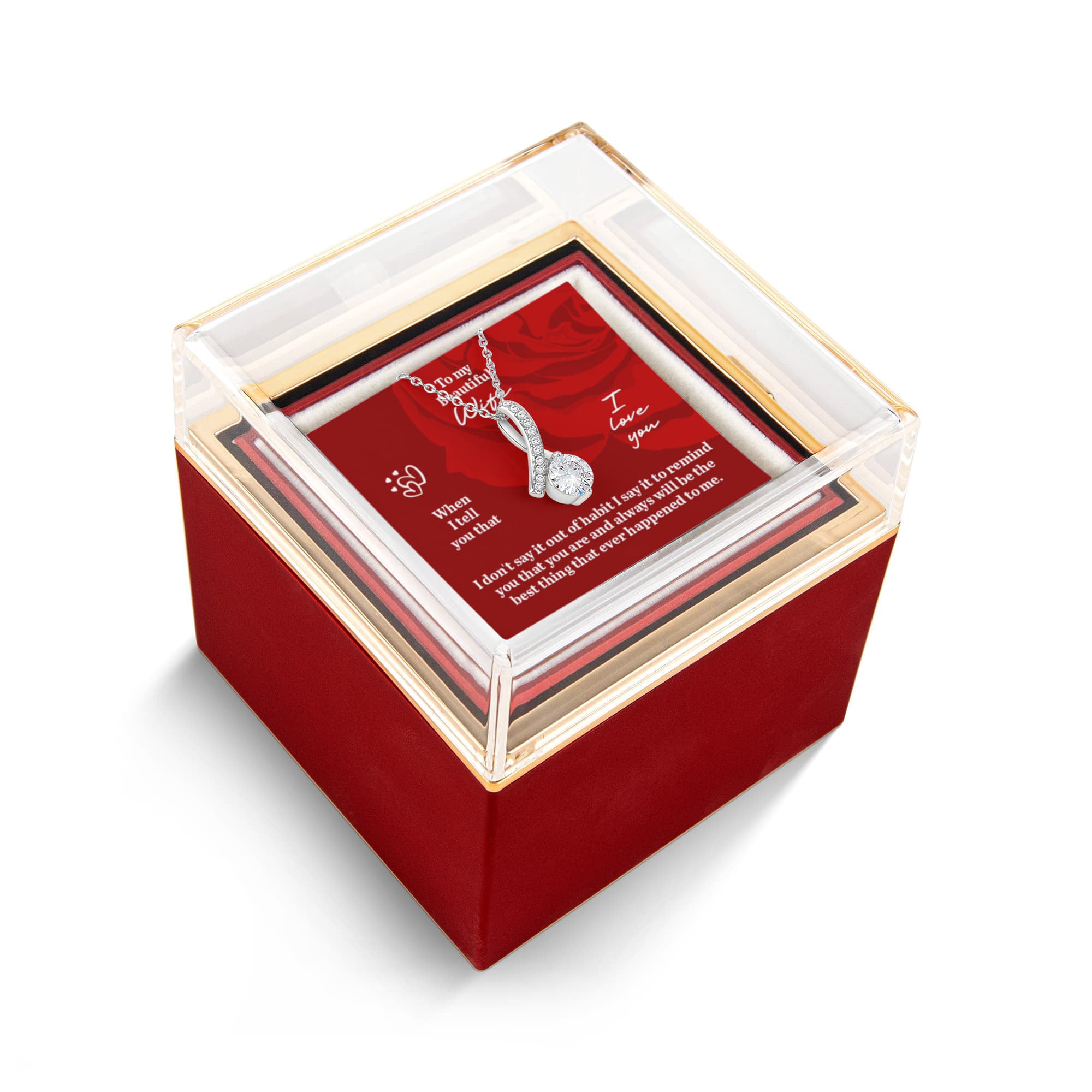 To My Beautiful Wife Alluring Beauty - Rotating Rose Gift Box