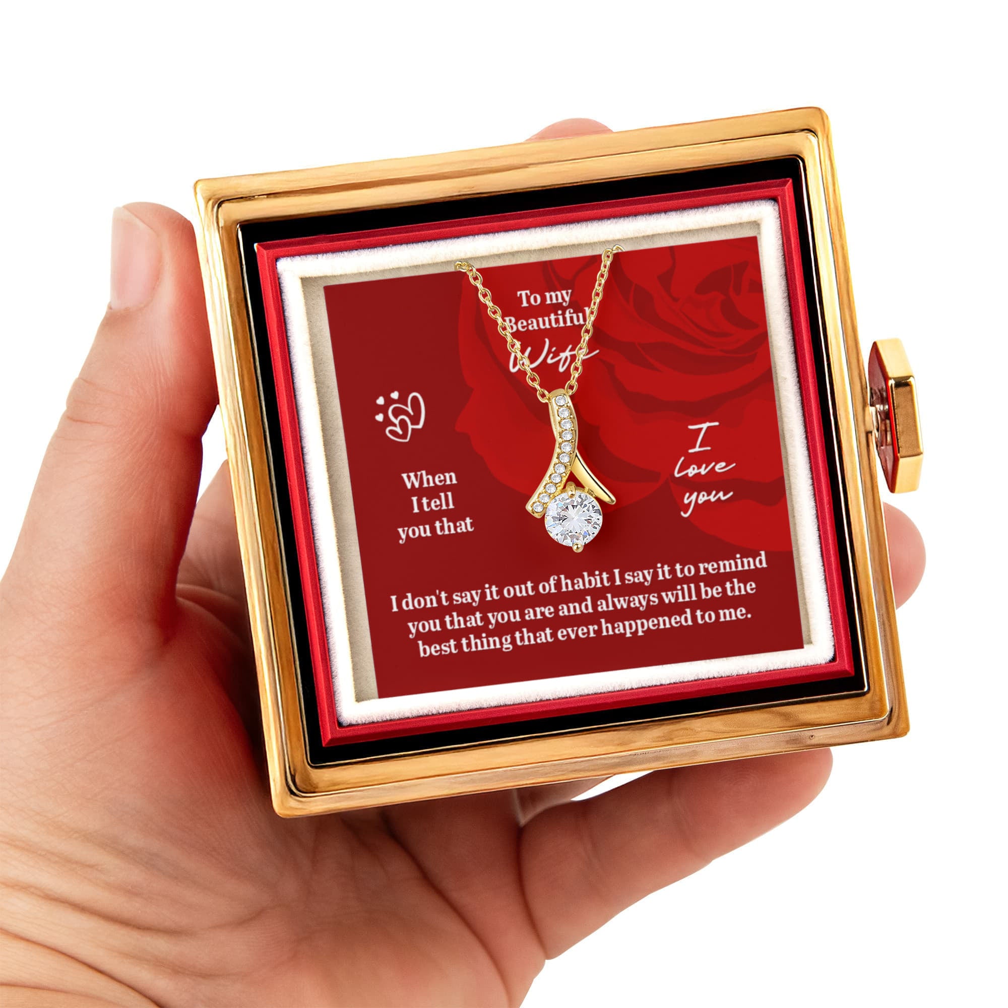 To My Beautiful Wife Alluring Beauty - Rotating Rose Gift Box