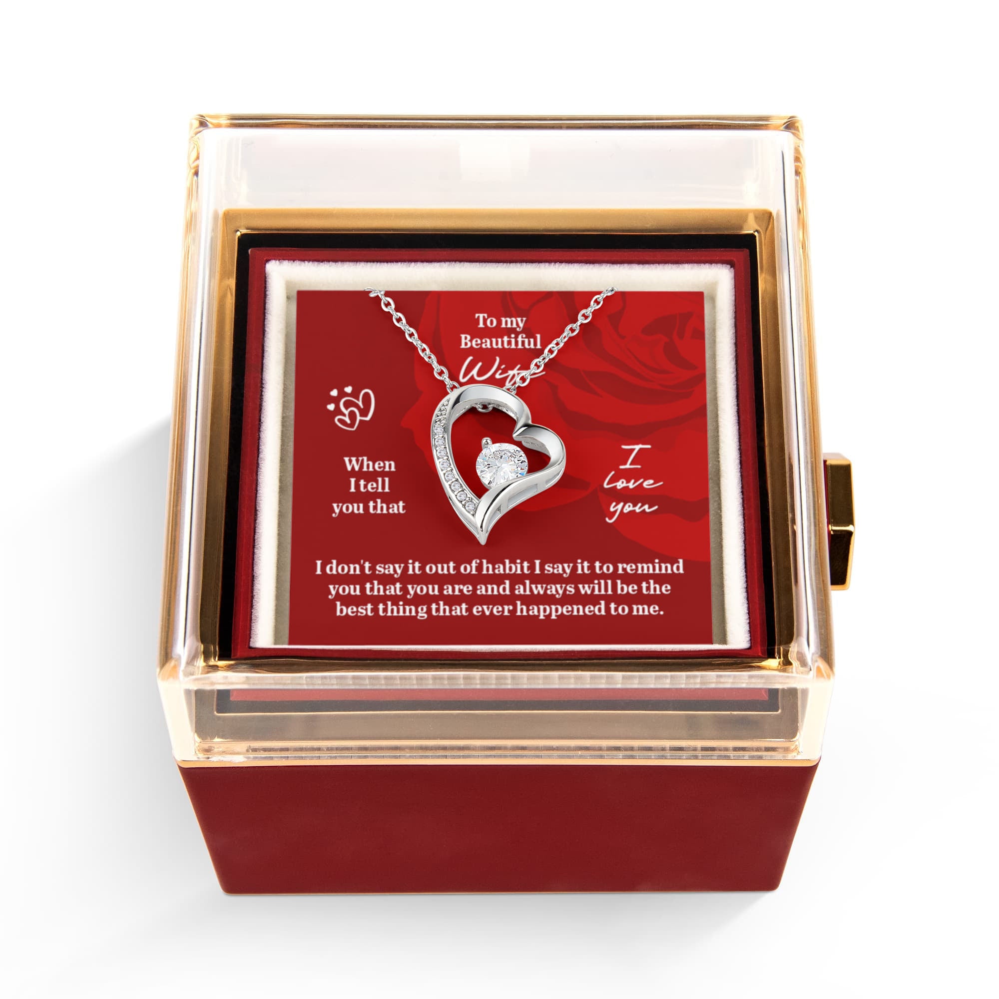 To My Beautiful Wife Forever Love - Rotating Rose Gift Box