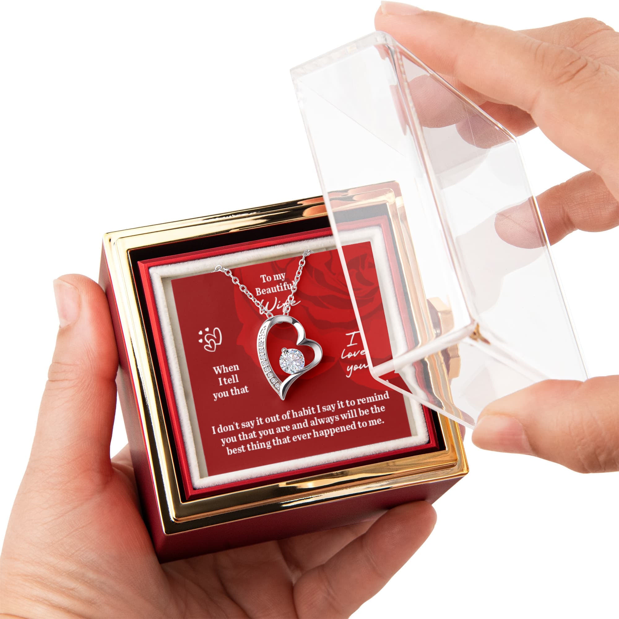 To My Beautiful Wife Forever Love - Rotating Rose Gift Box
