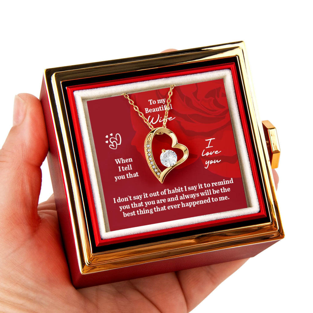 To My Beautiful Wife Forever Love - Rotating Rose Gift Box
