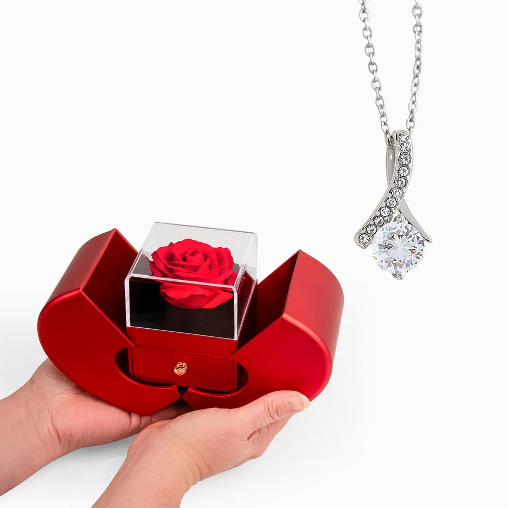 Alluring Beauty Necklace - Red Heart Rose Box