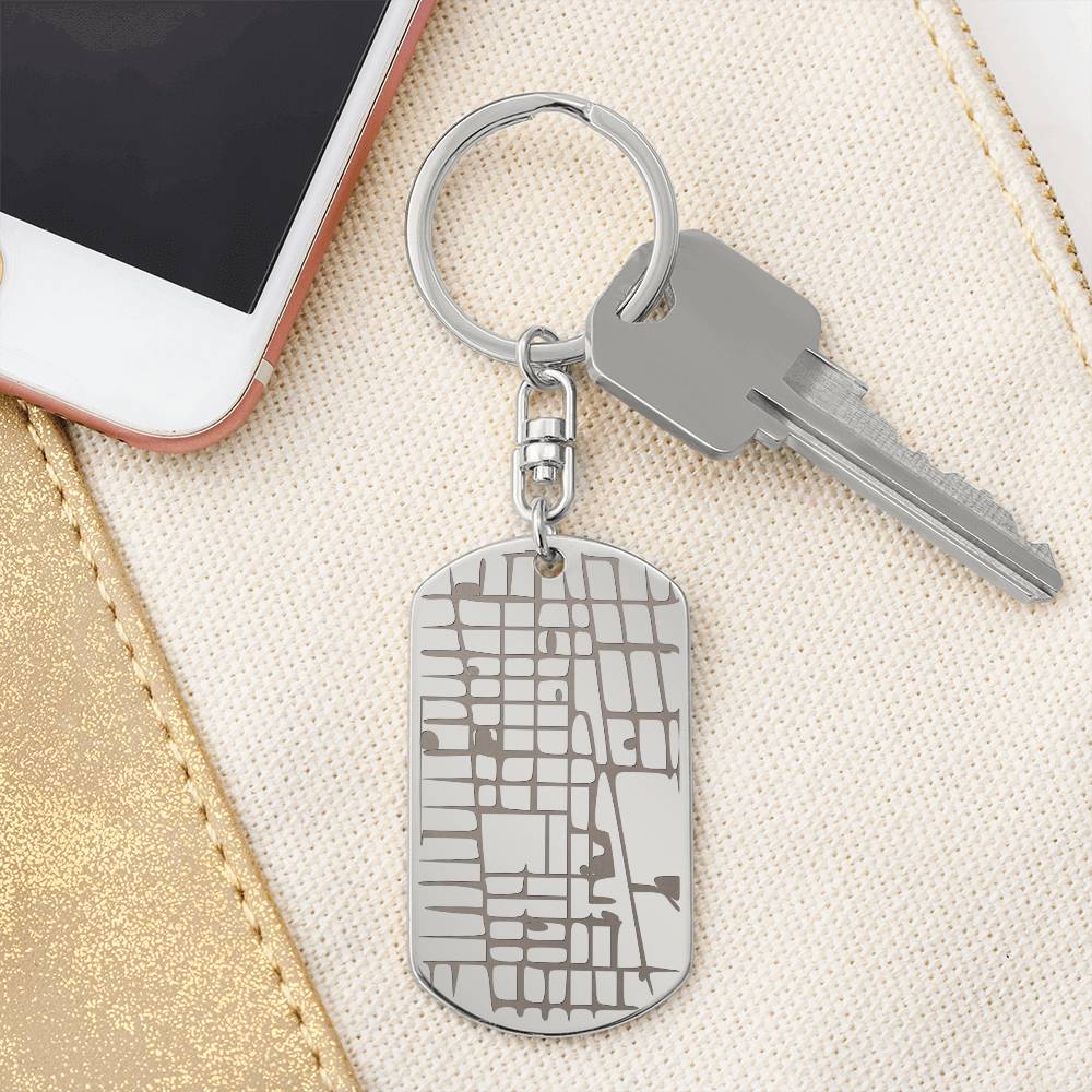 Dog Tag Keychain - Map Feature Engraved
