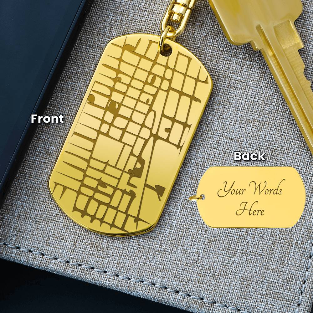 Dog Tag Keychain - Map Feature Engraved