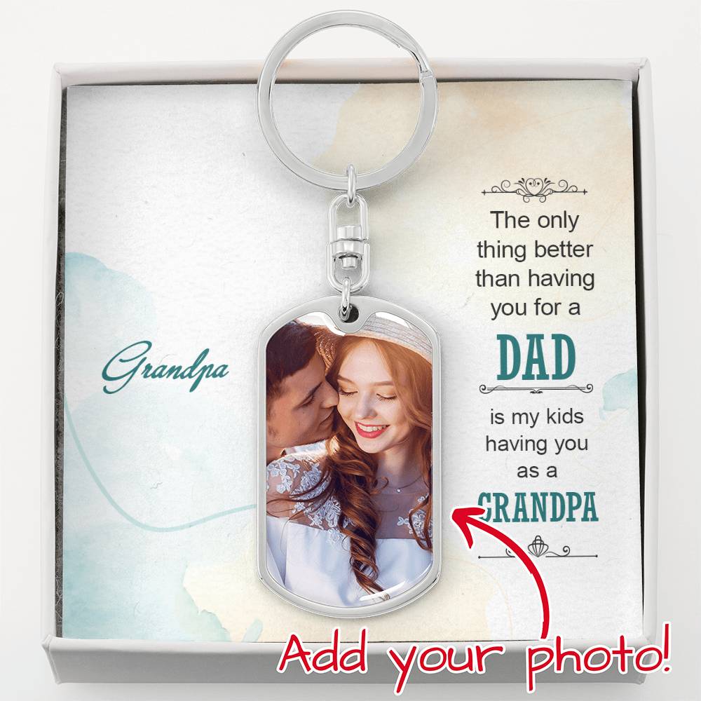Grandpa – Photo Dog Tag Keychain