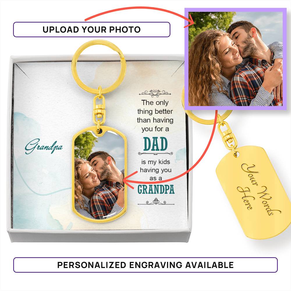 Grandpa – Photo Dog Tag Keychain