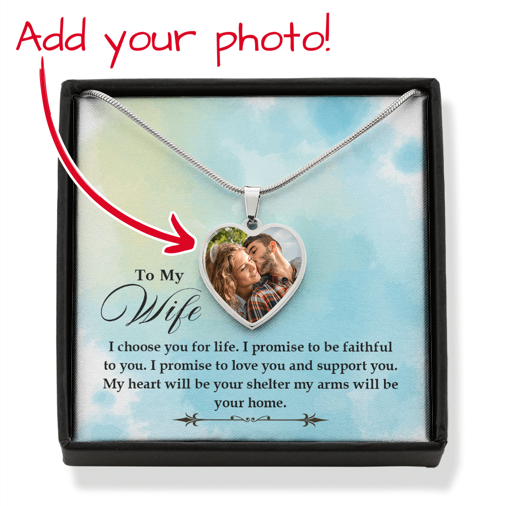 To My Wife – I Choose You Photo Heart Necklace