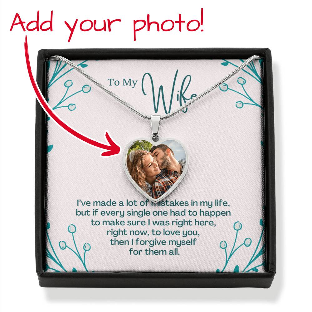 To My Wife – Love You Photo Heart Necklace