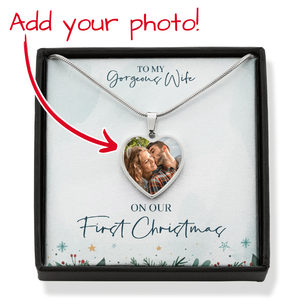Wife First Christmas – Photo Heart Necklace