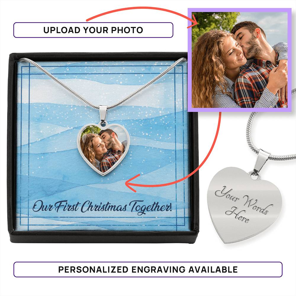 Our First Christmas – Photo Heart Necklace